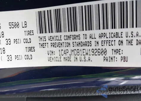 2014 Jeep Cherokee Limited z USA, uszkodzony, nr VIN 1C4PJMDB1EW192600